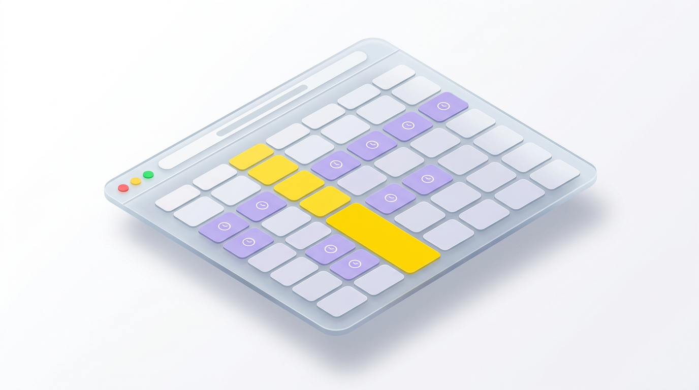 Illustration: calendar grid with available time slots