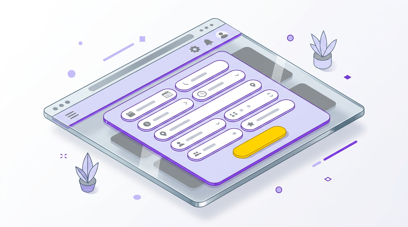 Illustration: building a booking page with fields and settings
