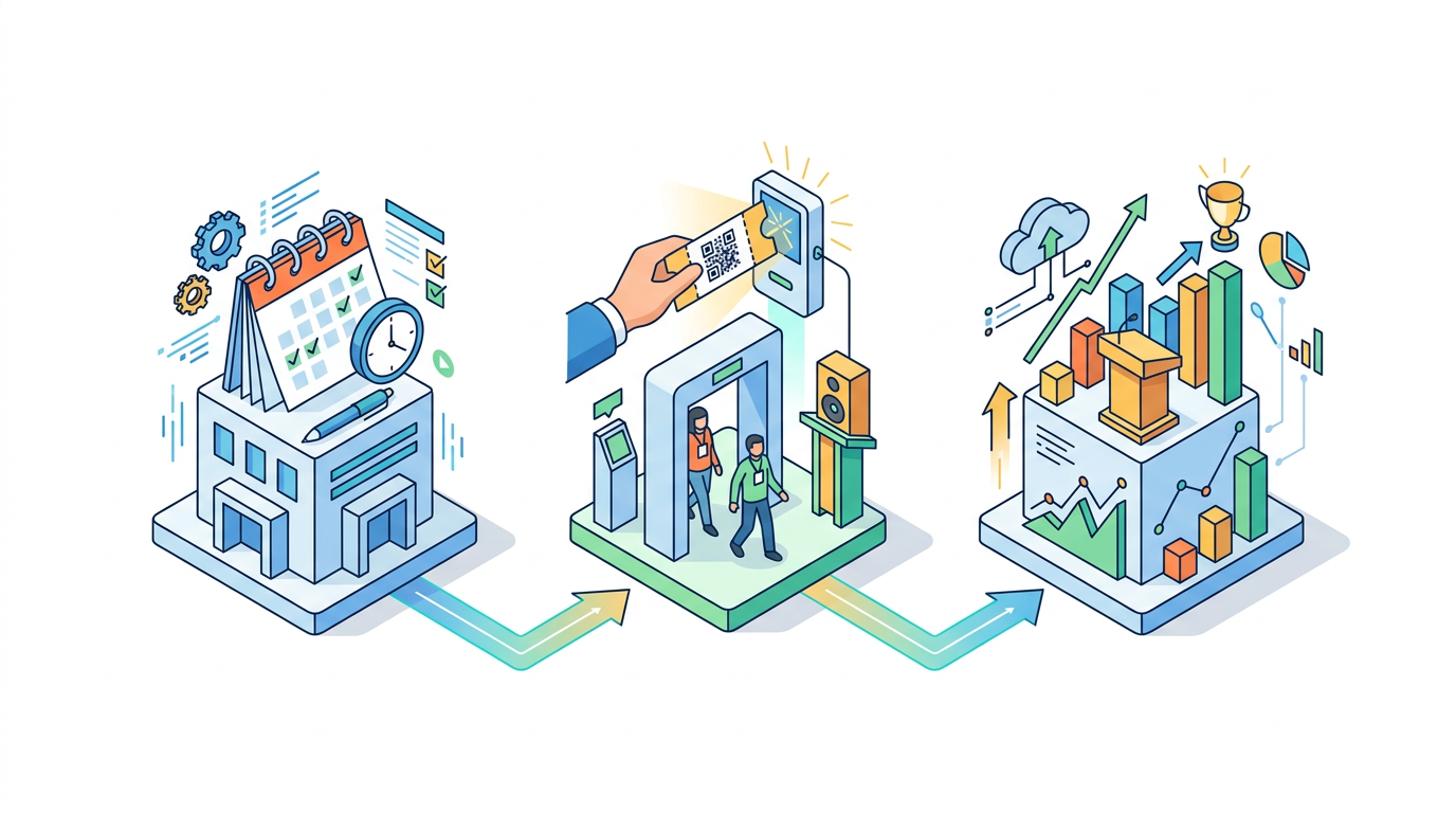 Illustration of the conference lifecycle and platform