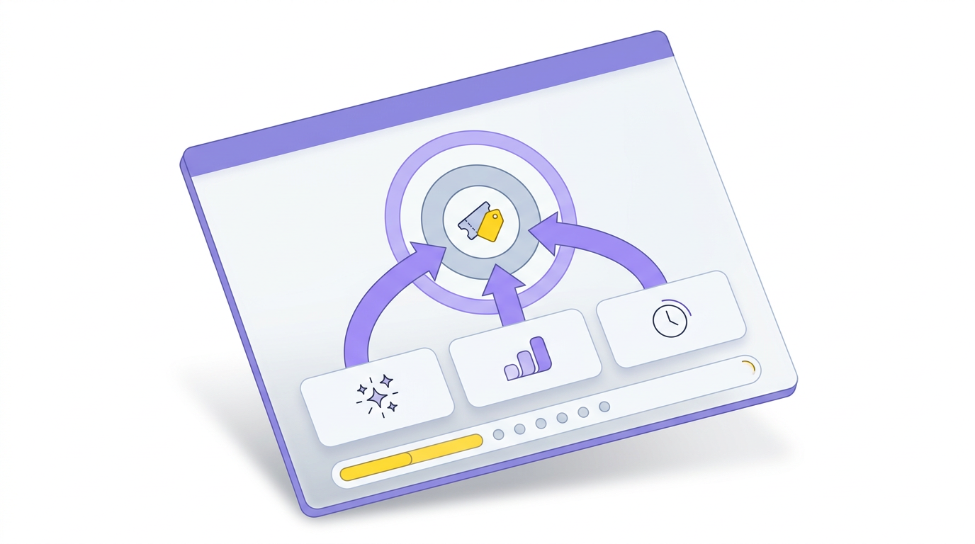 Illustration of targeted offers: audience segments aimed at a central incentive, with subtle early and limited-time cues