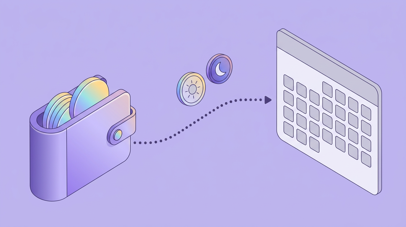 Timeline from stored credit to a later calendar booking, buy now book later