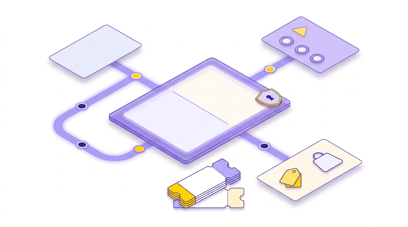 Illustration of one platform linking workplace, community, and brand contexts with controlled access and structured vouchers