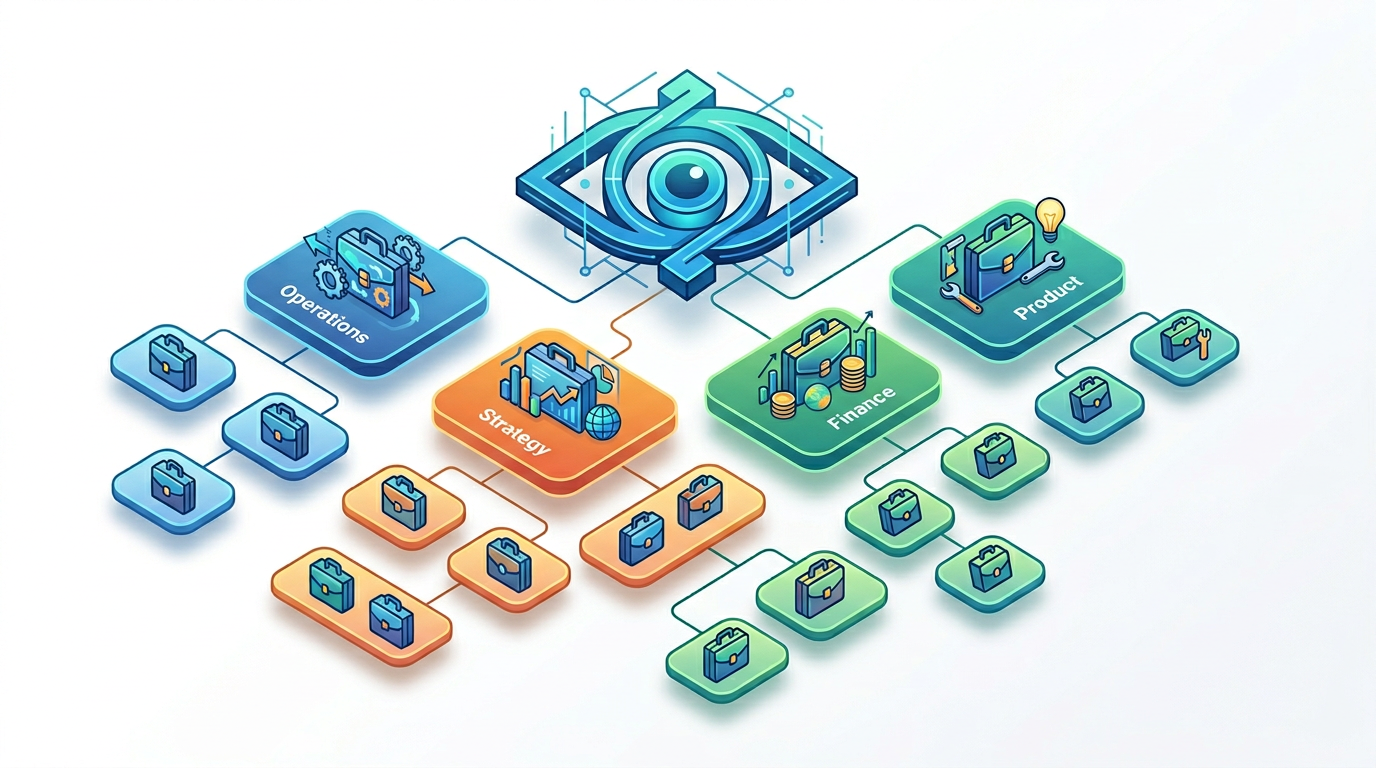 Illustration of teams and responsibilities under one organisation